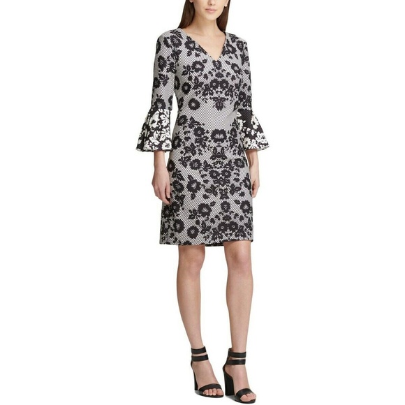 Dkny Dresses & Skirts - DKNY Geometric Black Floral Sheath Dress NEW